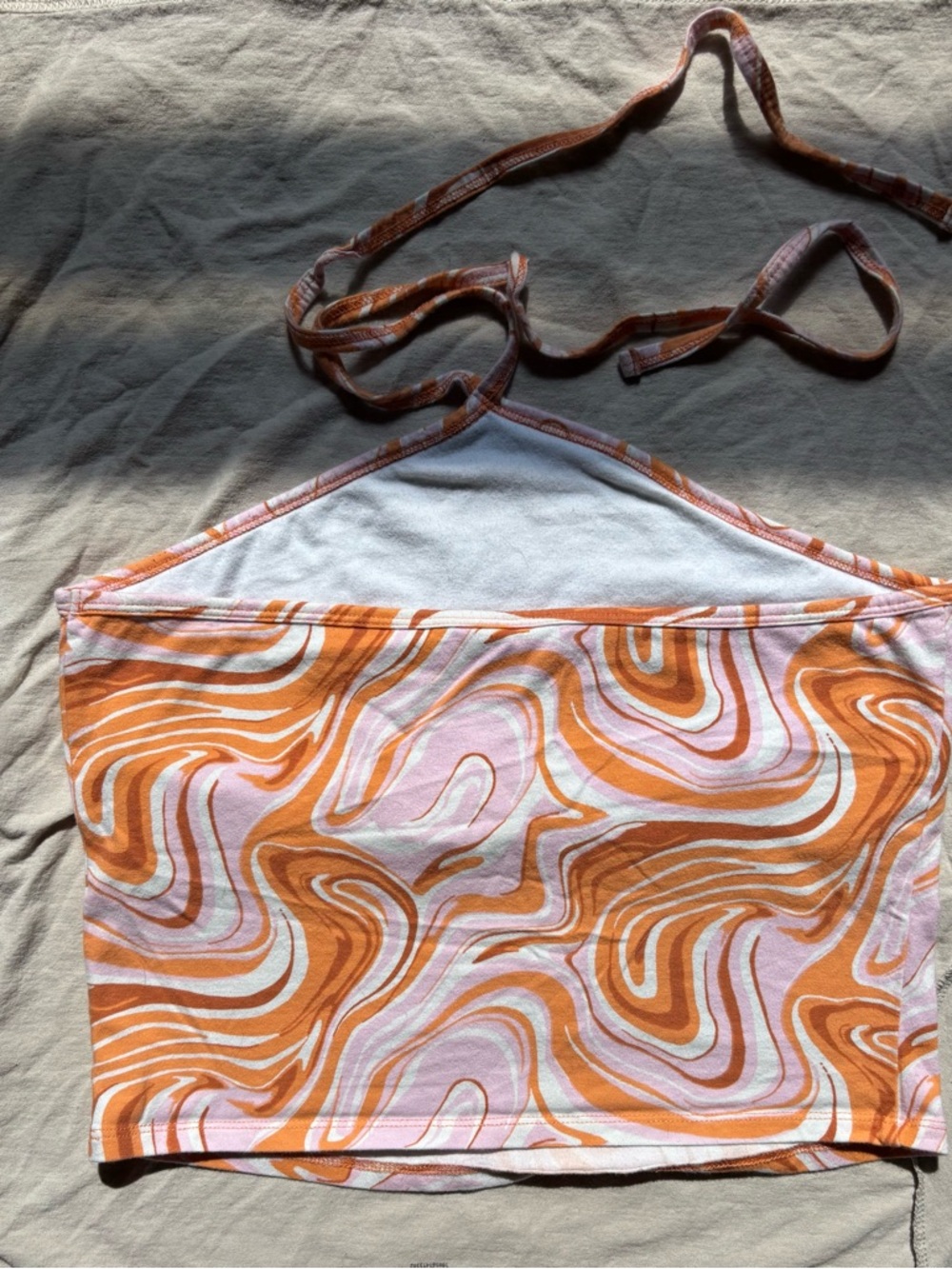 Hollister Orange & Pink Swirl Halter Crop Top - Picture 3 of 3